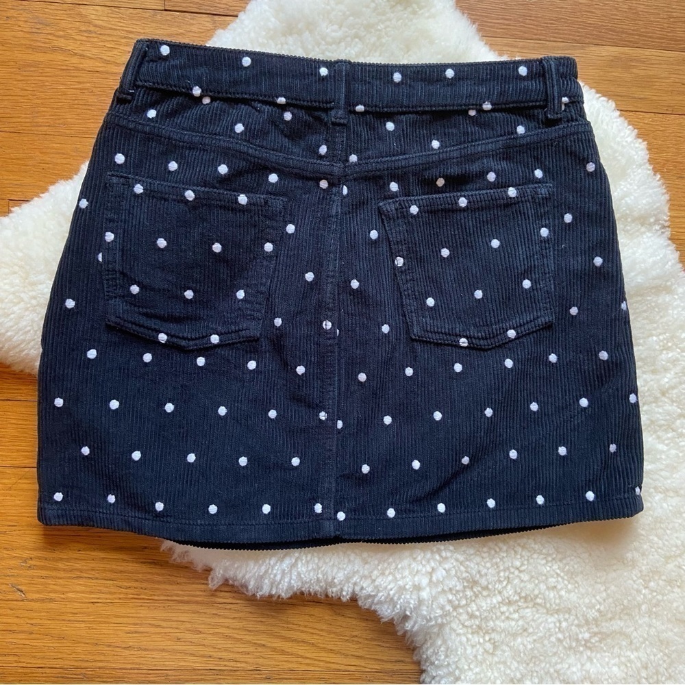 Topshop Black Corduroy Polka Dot Mini Skirt - Picture 7 of 8